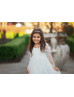 Long Sleeves White Eyelash Lace Tulle Vintage Flower Girl Dress